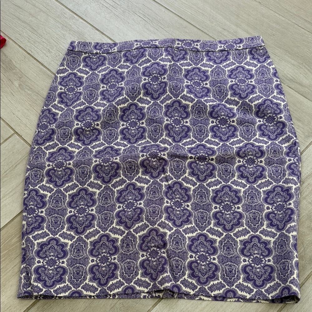 J. Crew Purple and Cream pencil Skirt